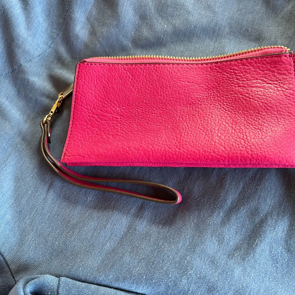 Elegant Pink Leather Wristlet